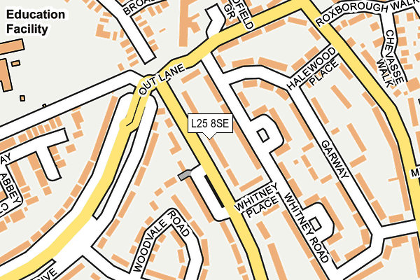 L25 8SE map - OS OpenMap – Local (Ordnance Survey)