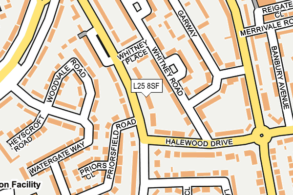 L25 8SF map - OS OpenMap – Local (Ordnance Survey)