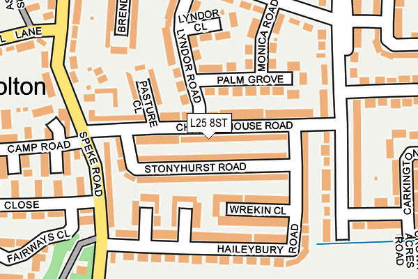 L25 8ST map - OS OpenMap – Local (Ordnance Survey)