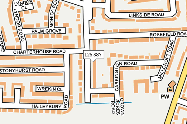 L25 8SY map - OS OpenMap – Local (Ordnance Survey)