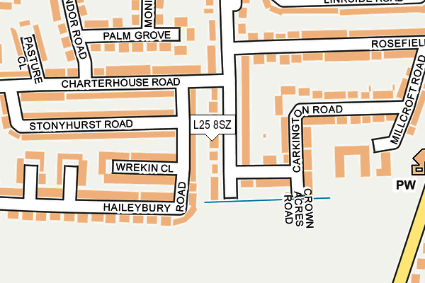 L25 8SZ map - OS OpenMap – Local (Ordnance Survey)