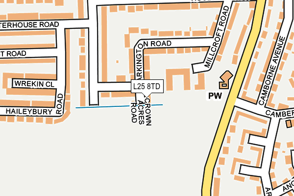 L25 8TD map - OS OpenMap – Local (Ordnance Survey)