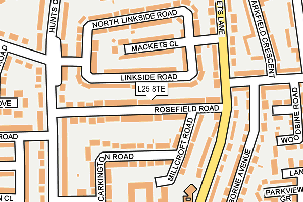 L25 8TE map - OS OpenMap – Local (Ordnance Survey)