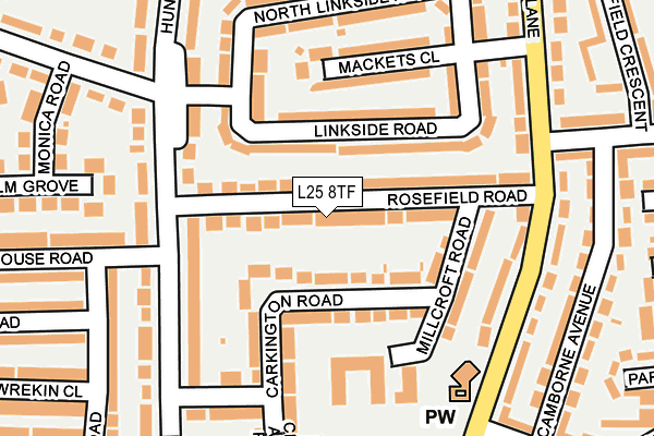 L25 8TF map - OS OpenMap – Local (Ordnance Survey)