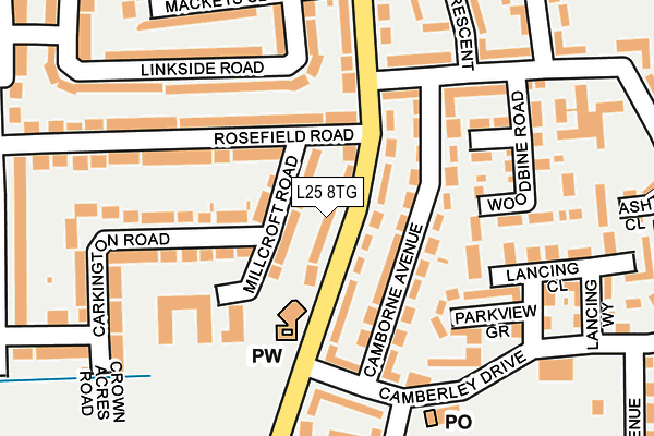 L25 8TG map - OS OpenMap – Local (Ordnance Survey)