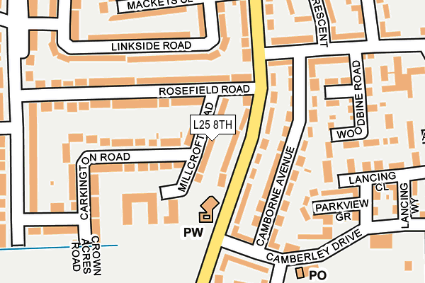 L25 8TH map - OS OpenMap – Local (Ordnance Survey)