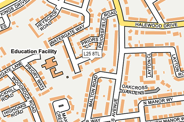 L25 8TL map - OS OpenMap – Local (Ordnance Survey)