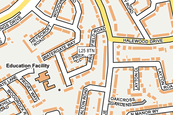 L25 8TN map - OS OpenMap – Local (Ordnance Survey)