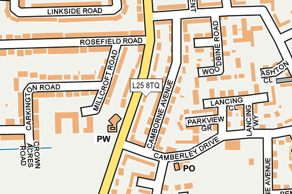 L25 8TQ map - OS OpenMap – Local (Ordnance Survey)