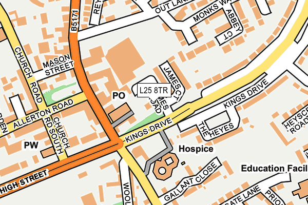 L25 8TR map - OS OpenMap – Local (Ordnance Survey)