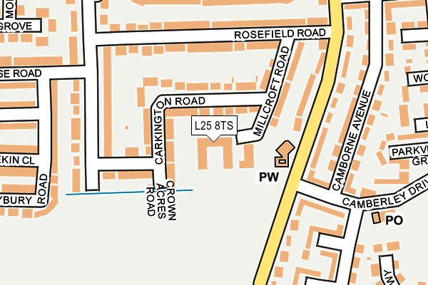 L25 8TS map - OS OpenMap – Local (Ordnance Survey)