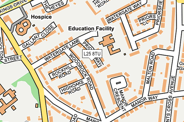 L25 8TU map - OS OpenMap – Local (Ordnance Survey)