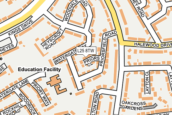 L25 8TW map - OS OpenMap – Local (Ordnance Survey)