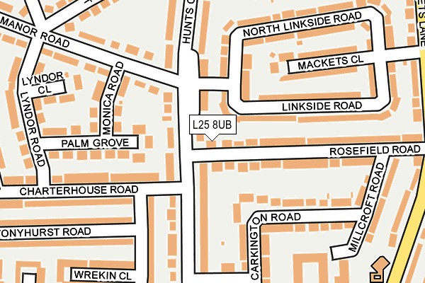 L25 8UB map - OS OpenMap – Local (Ordnance Survey)