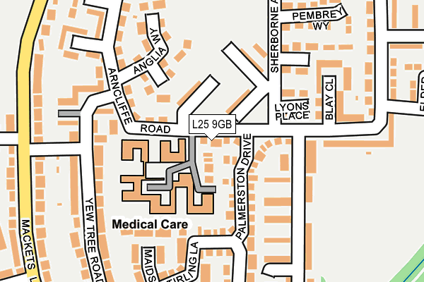 L25 9GB map - OS OpenMap – Local (Ordnance Survey)