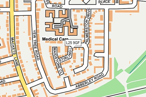 L25 9GF map - OS OpenMap – Local (Ordnance Survey)