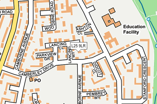 L25 9LR map - OS OpenMap – Local (Ordnance Survey)