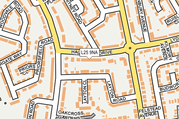 L25 9NA map - OS OpenMap – Local (Ordnance Survey)