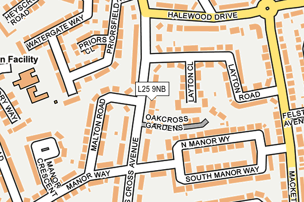 L25 9NB map - OS OpenMap – Local (Ordnance Survey)