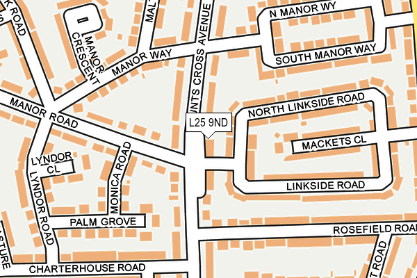 L25 9ND map - OS OpenMap – Local (Ordnance Survey)