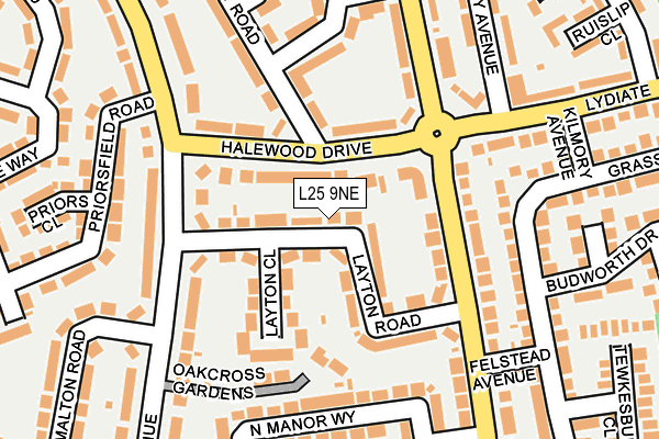 L25 9NE map - OS OpenMap – Local (Ordnance Survey)