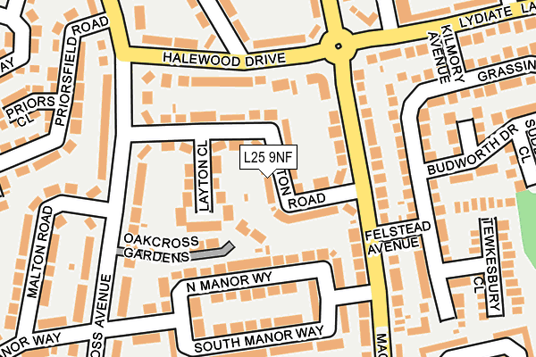 L25 9NF map - OS OpenMap – Local (Ordnance Survey)