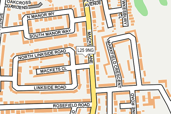 L25 9NG map - OS OpenMap – Local (Ordnance Survey)