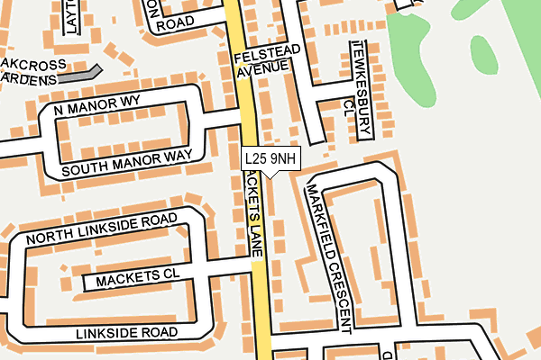 L25 9NH map - OS OpenMap – Local (Ordnance Survey)