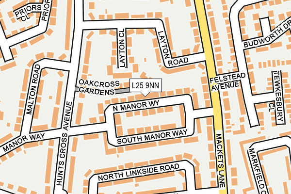 L25 9NN map - OS OpenMap – Local (Ordnance Survey)