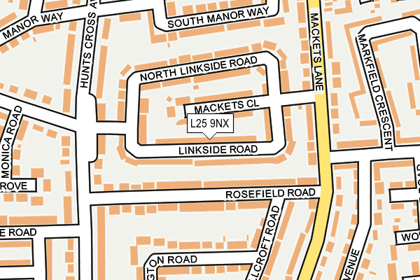 L25 9NX map - OS OpenMap – Local (Ordnance Survey)