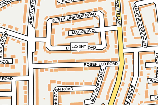 L25 9NY map - OS OpenMap – Local (Ordnance Survey)