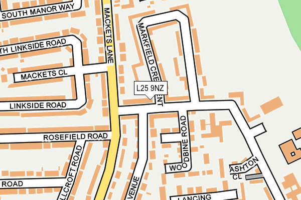 L25 9NZ map - OS OpenMap – Local (Ordnance Survey)