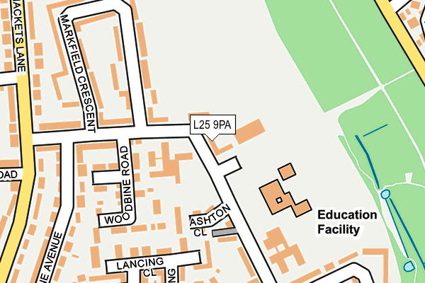 L25 9PA map - OS OpenMap – Local (Ordnance Survey)