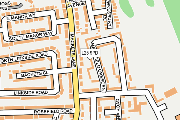 L25 9PD map - OS OpenMap – Local (Ordnance Survey)