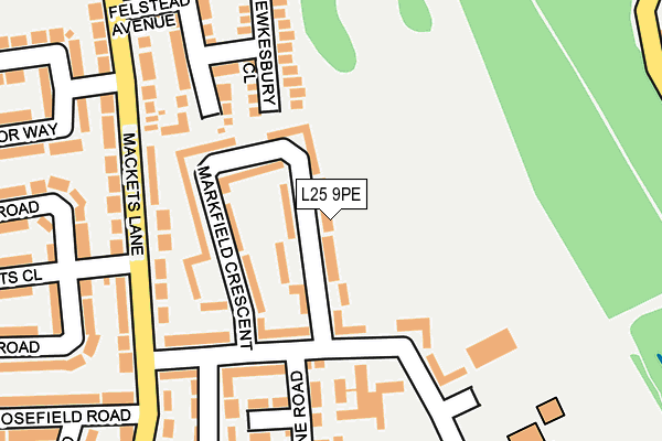 L25 9PE map - OS OpenMap – Local (Ordnance Survey)