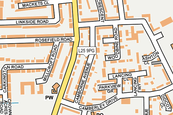 L25 9PG map - OS OpenMap – Local (Ordnance Survey)