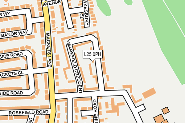 L25 9PH map - OS OpenMap – Local (Ordnance Survey)