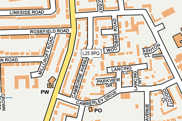 L25 9PQ map - OS OpenMap – Local (Ordnance Survey)