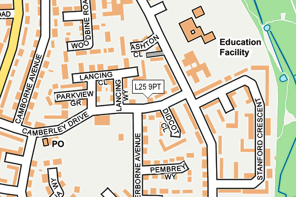 L25 9PT map - OS OpenMap – Local (Ordnance Survey)