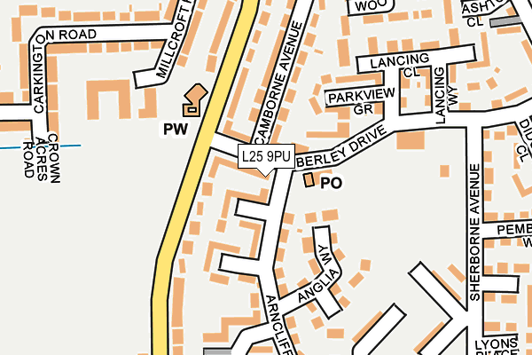 L25 9PU map - OS OpenMap – Local (Ordnance Survey)