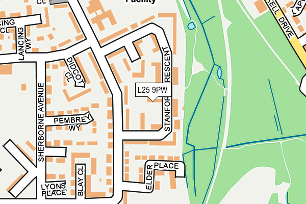 L25 9PW map - OS OpenMap – Local (Ordnance Survey)