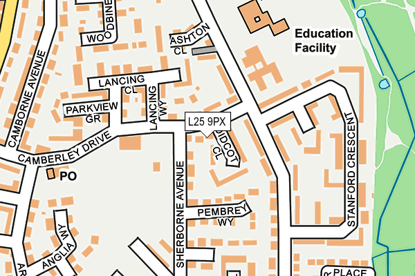 L25 9PX map - OS OpenMap – Local (Ordnance Survey)