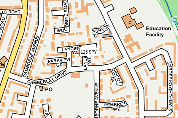 L25 9PY map - OS OpenMap – Local (Ordnance Survey)