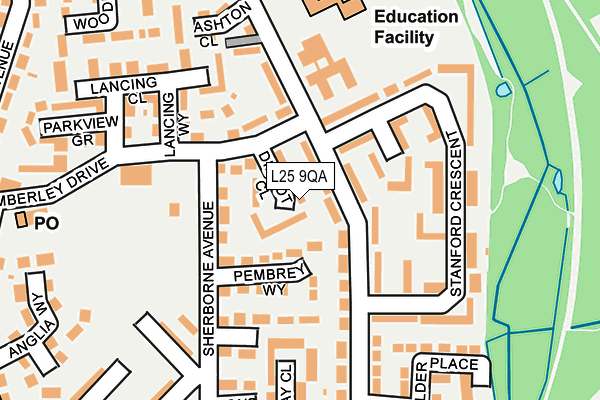 L25 9QA map - OS OpenMap – Local (Ordnance Survey)