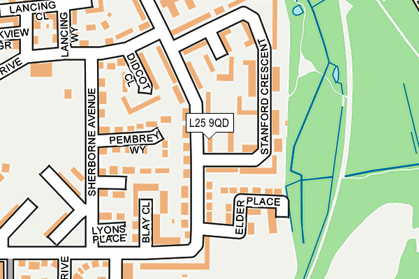 L25 9QD map - OS OpenMap – Local (Ordnance Survey)