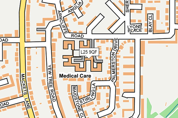 L25 9QF map - OS OpenMap – Local (Ordnance Survey)