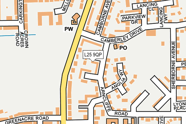 L25 9QP map - OS OpenMap – Local (Ordnance Survey)