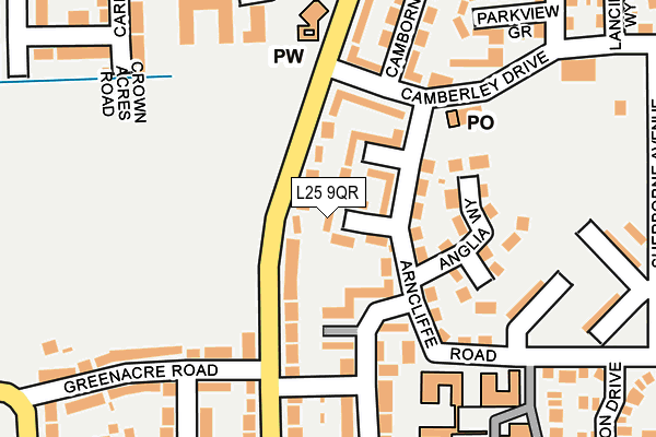 L25 9QR map - OS OpenMap – Local (Ordnance Survey)