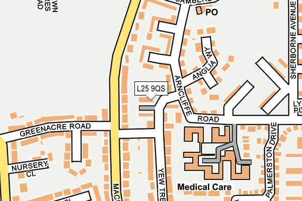 L25 9QS map - OS OpenMap – Local (Ordnance Survey)