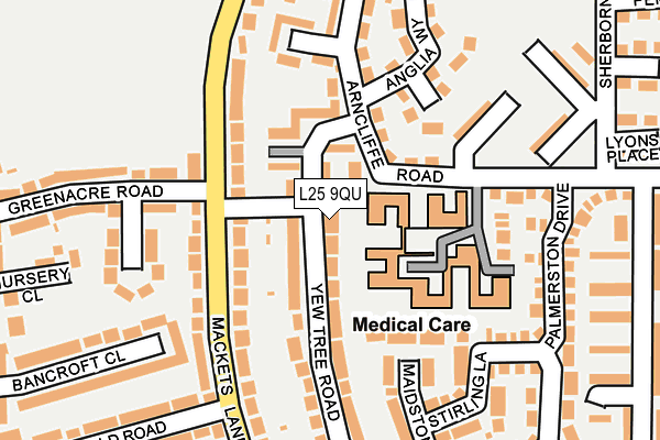 L25 9QU map - OS OpenMap – Local (Ordnance Survey)